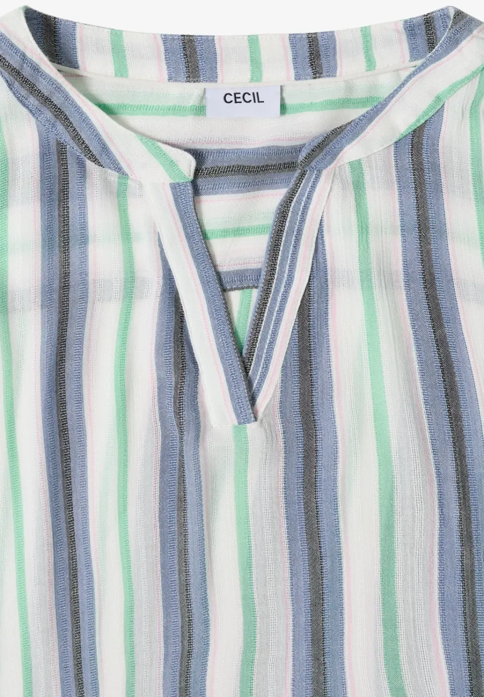 Robe longueur genou à col fendu et rayures