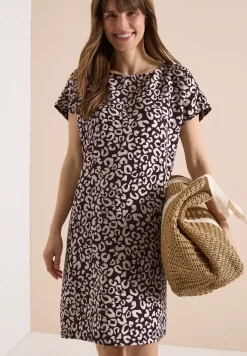 Robe longueur genou en lin mélangé avec imprimé