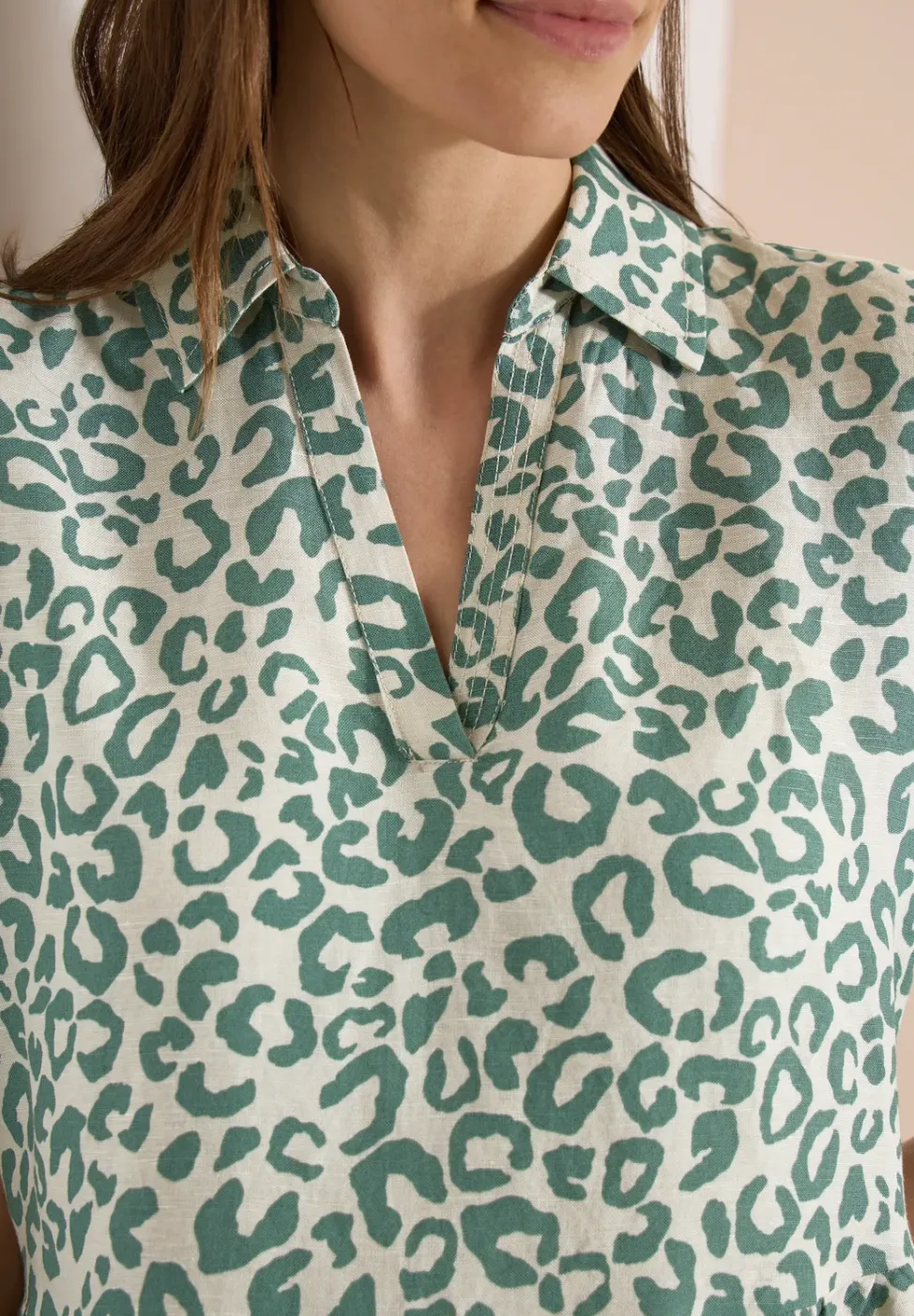 Robe longueur genou en lin mélangé avec imprimé