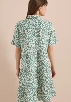 Robe longueur genou en lin mélangé avec imprimé