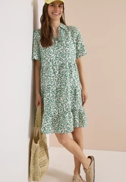 Robe longueur genou en lin mélangé avec imprimé