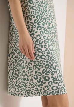 Robe longueur genou en lin mélangé avec imprimé