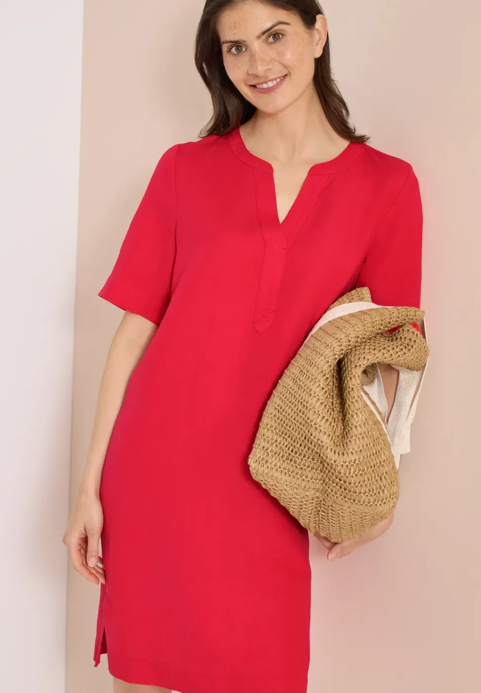 Robe longueur genou en lin mélangé