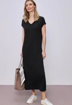 Robe midi avec col en V au look tricoté
