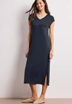 Robe midi avec col en V au look tricoté