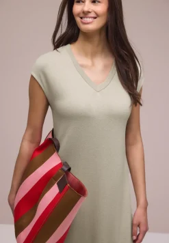 Robe midi avec col en V au look tricoté