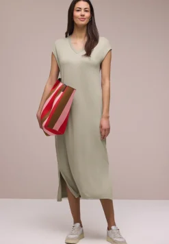 Robe midi avec col en V au look tricoté