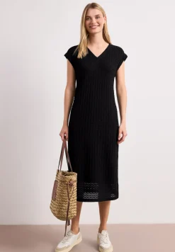 Robe midi avec col en V en dentelle
