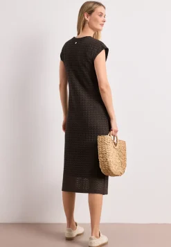 Robe midi avec col en V en dentelle