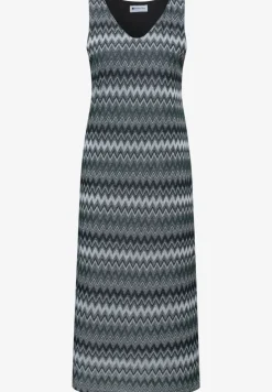 Robe midi avec col en V en qualité jacquard