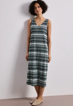 Robe midi avec col en V en qualité jacquard