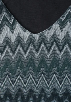 Robe midi avec col en V en qualité jacquard