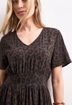 Robe midi avec imprimé et détail smocké