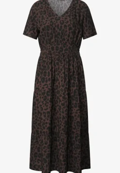 Robe midi avec imprimé et détail smocké