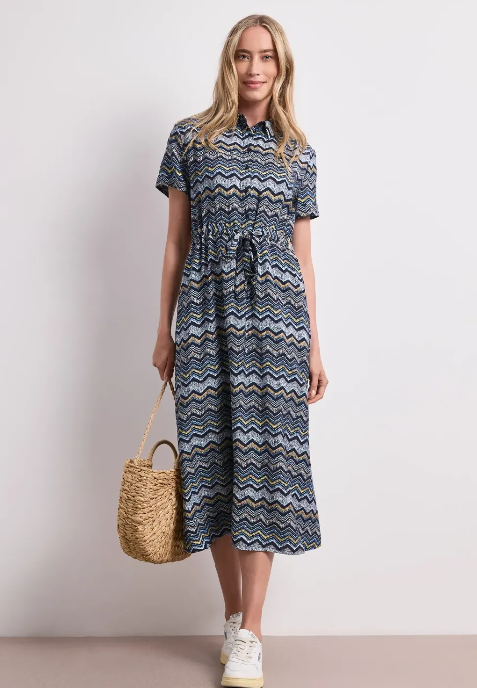 Robe midi avec motif en zigzag
