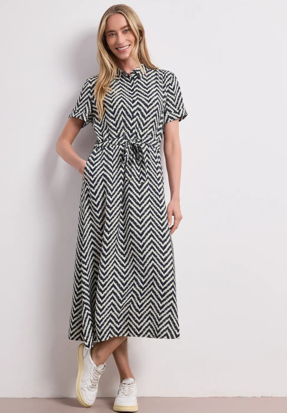 Robe midi avec motif en zigzag