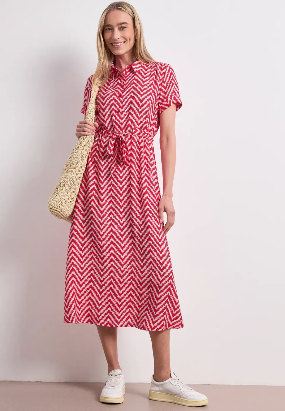 Robe midi avec motif en zigzag