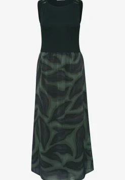 Robe midi avec un mélange de structures et un imprimé