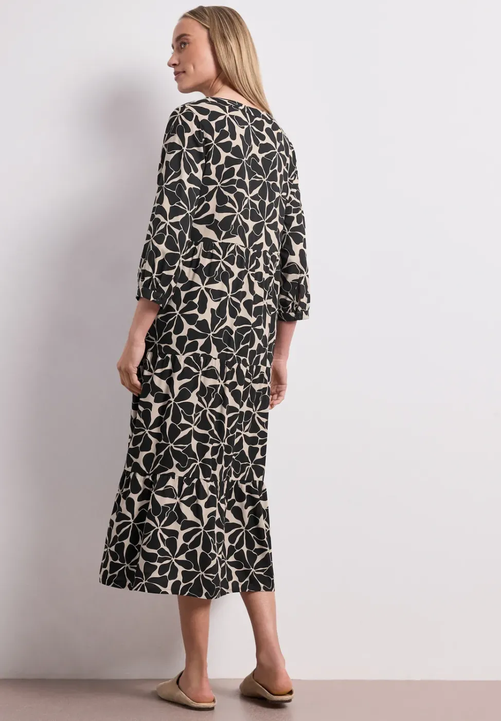 Robe midi à col fendu au look ethnique