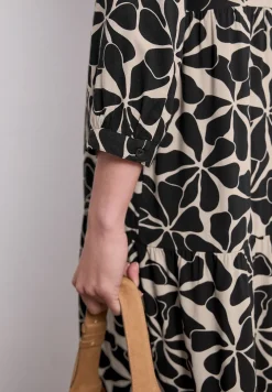Robe midi à col fendu au look ethnique
