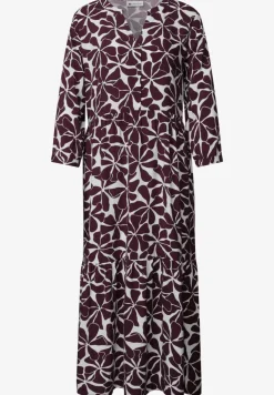 Robe midi à col fendu avec imprimé