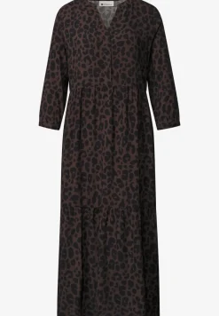 Robe midi à col fendu avec imprimé