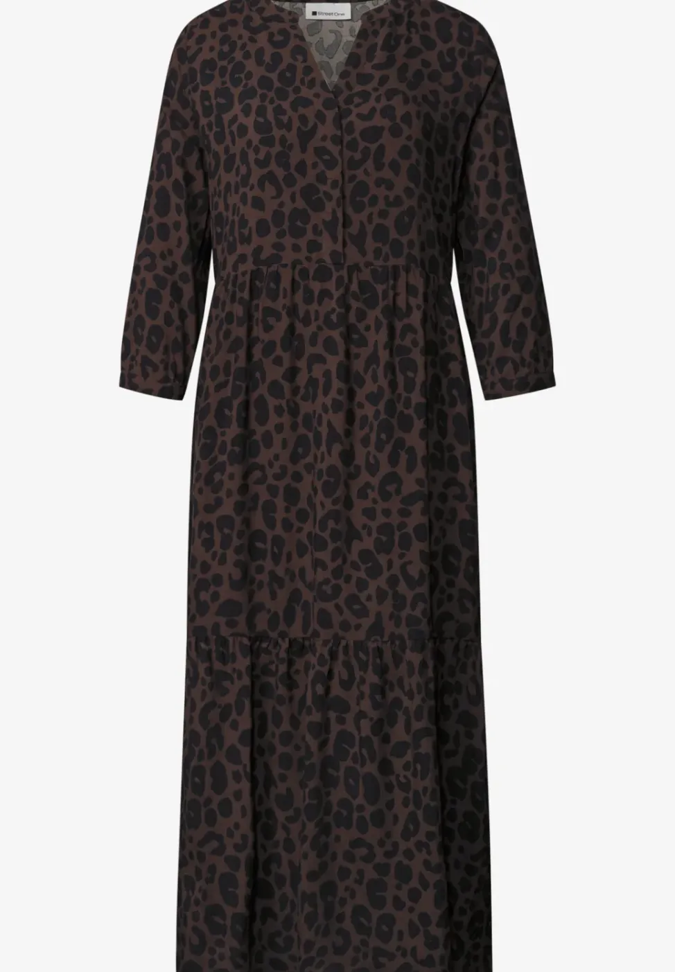 Robe midi à col fendu avec imprimé