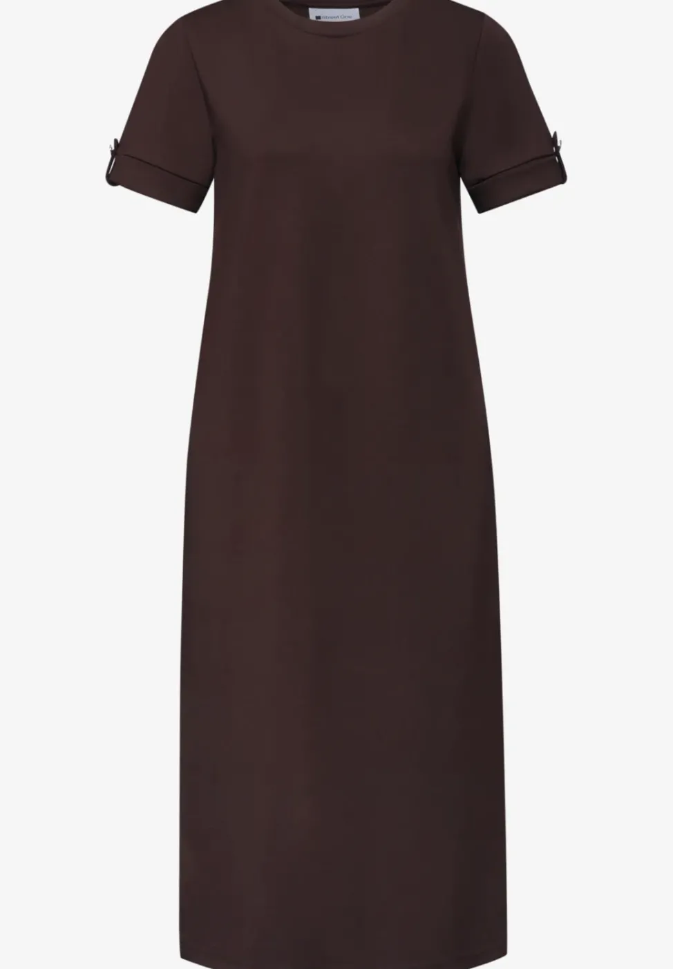 Robe midi à col rond avec boutons aux manches
