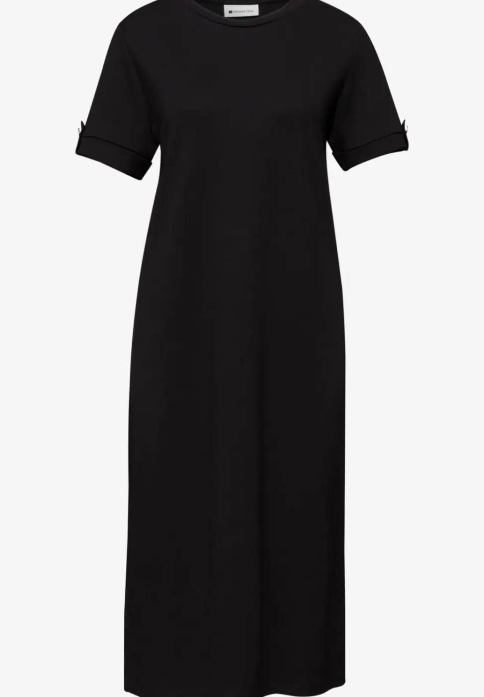Robe midi à col rond avec boutons aux manches