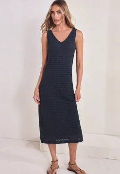 Robe midi à col V en dentelle