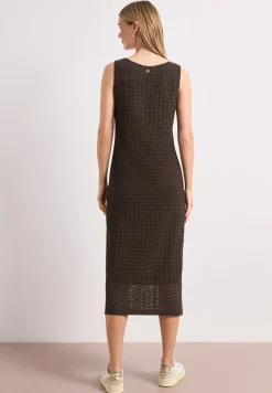 Robe midi à col V en dentelle