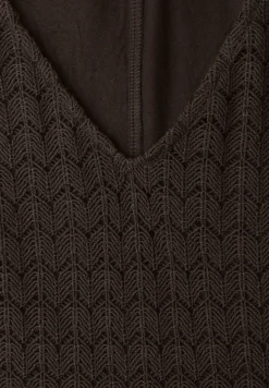 Robe midi à col V en dentelle