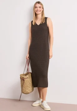 Robe midi à col V en dentelle