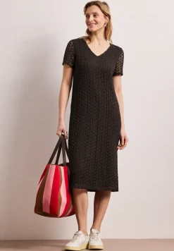 Robe midi en dentelle unie