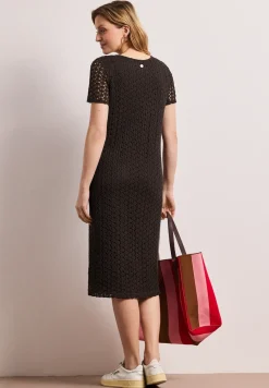 Robe midi en dentelle unie