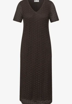 Robe midi en dentelle unie