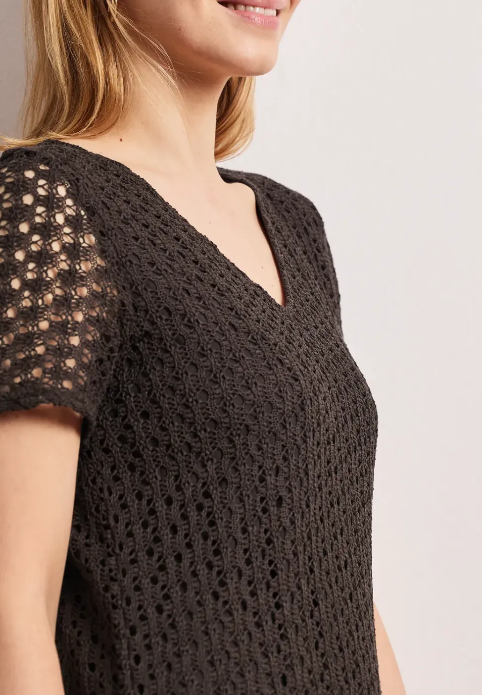 Robe midi en dentelle unie