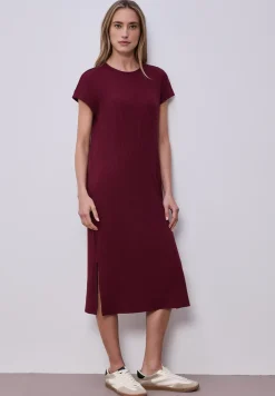Robe midi en jersey côtelé