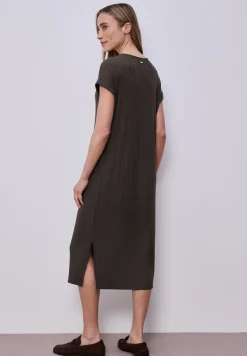Robe midi en jersey côtelé