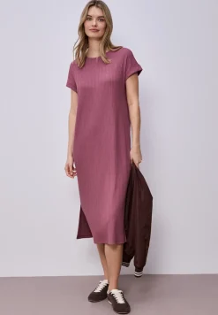 Robe midi en jersey côtelé