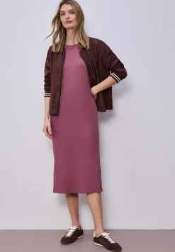 Robe midi en jersey côtelé