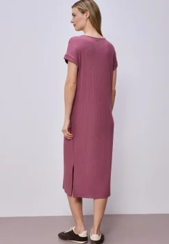 Robe midi en jersey côtelé