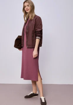 Robe midi en jersey côtelé