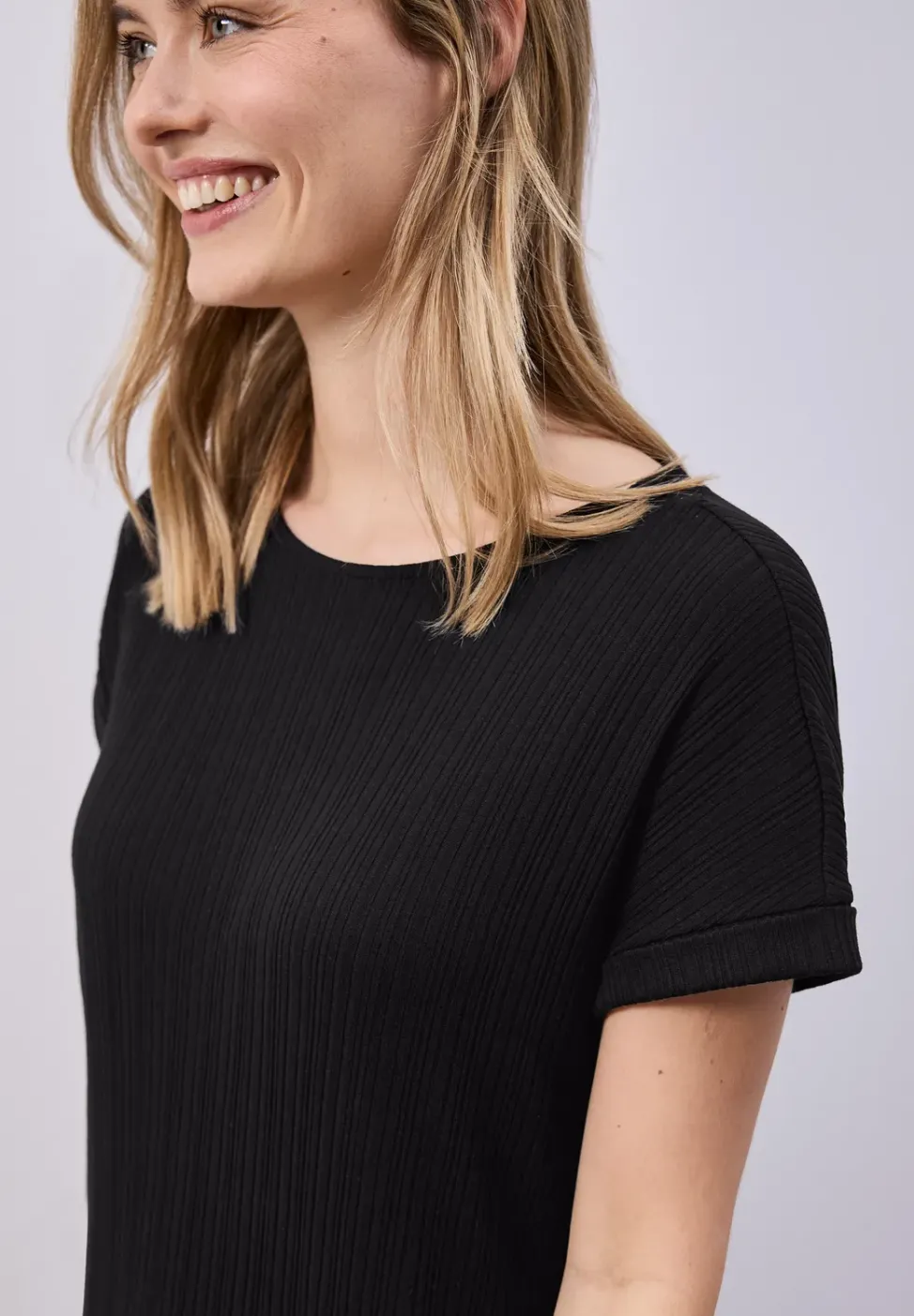 Robe midi en jersey côtelé
