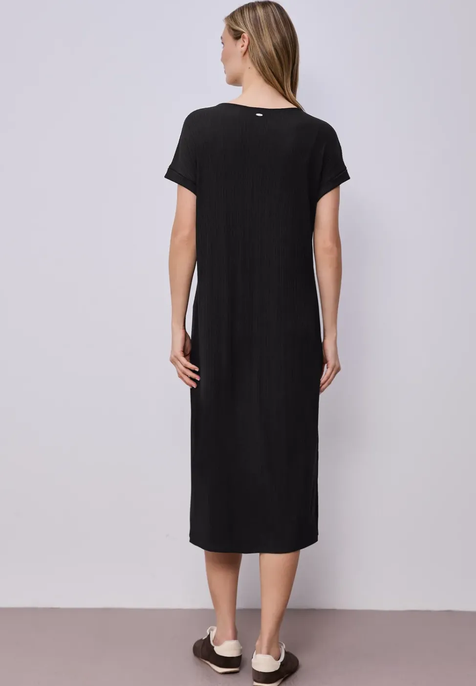 Robe midi en jersey côtelé