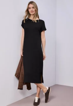 Robe midi en jersey côtelé