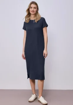 Robe midi en jersey côtelé