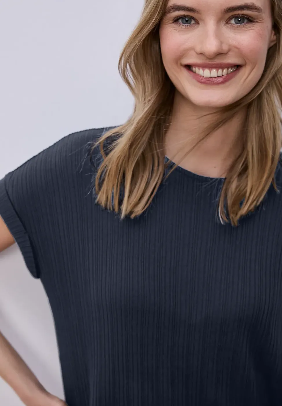 Robe midi en jersey côtelé