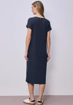 Robe midi en jersey côtelé
