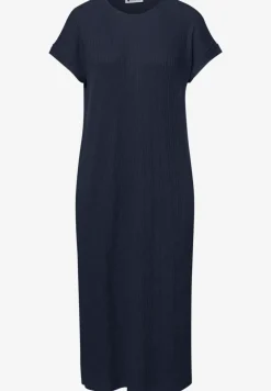 Robe midi en jersey côtelé